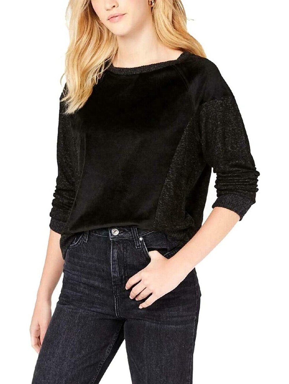 Hippie Rose Juniors Velvet Raglan Sweatshirt Size L